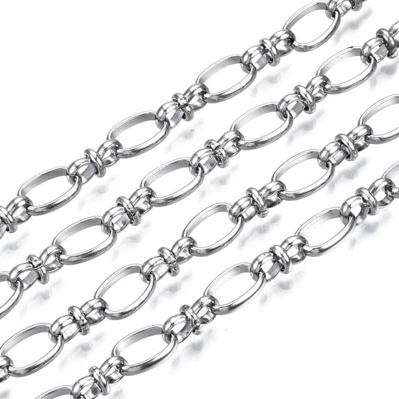 1 Roll Tarnish Resistant 304 Stainless Steel Oval Link Chains with Spool Unwelded Stainless Steel Color 10.3x7x1.8mm 16.4 Feet(5m)/roll