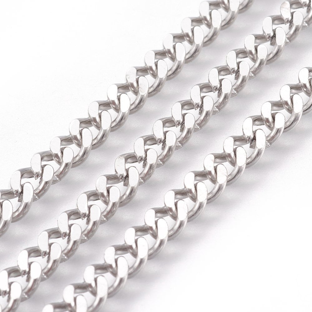 1 Roll Tarnish Resistant 304 Stainless Steel Twisted Chains Curb Chain ...