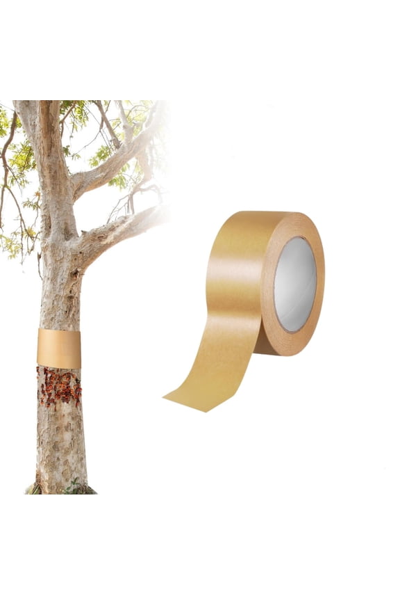1 Roll Tree Barrier Tape, 2in x 98ft Insect Protector Tree Wrap Slippery Caterpillar Prevent Gypsy Moth Sponge Cicada Laying Egg Tape for Outdoor Lawn Garden, Yellow