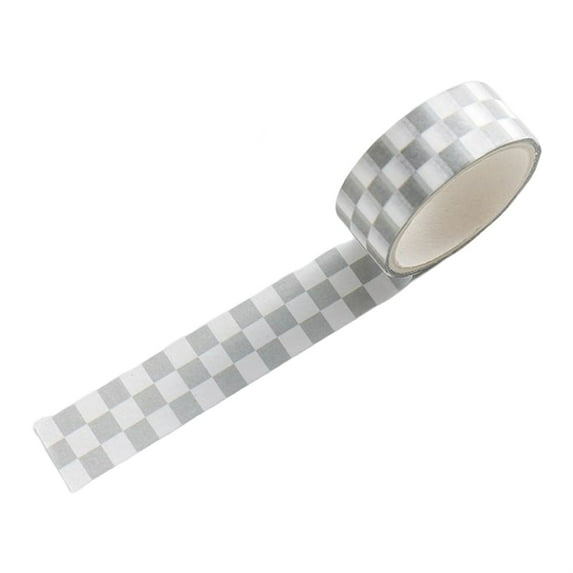 1 Roll Washi Tape Sticky Adhesive Clear Print Removable Fade-resistant Scrapbooking Washi Checkerboard Pattern Paper Tape for Kids