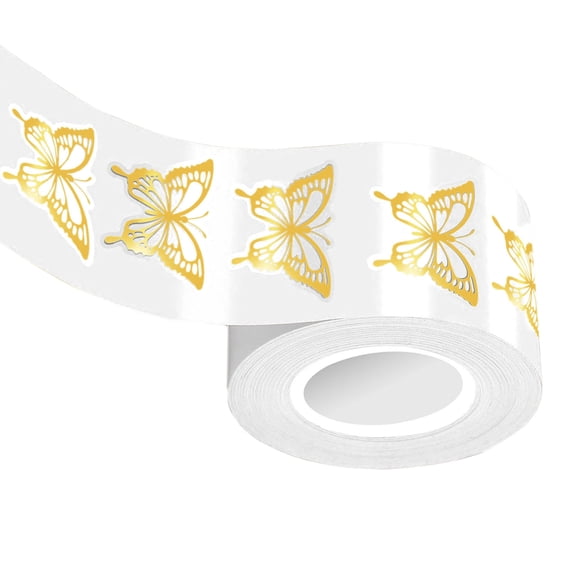 1 Roll Waterproof Golden Butterfly Pattern Sticker Scrapbooking PVC Sticker Reusable For Kid Crafts Handcraft Projects