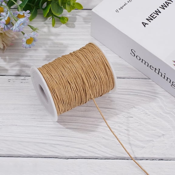 1 Roll Waxed Cotton Thread Cord Macrame Artisan String Burlywood 1mm 100 Yards (90m)