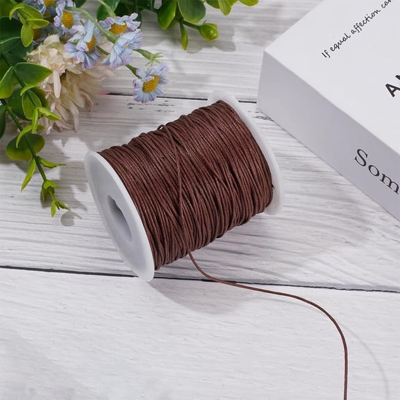 1 Roll Waxed Cotton Thread Cord Macrame Artisan String Saddle Brown 1mm 100 Yards (90m) for Jewelry Making Brown