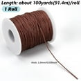 thumbnail image 1 of 1 Roll Waxed Cotton Thread Cord Macrame Artisan String Saddle Brown 1mm 100 Yards (90m) for Jewelry Making, 1 of 5