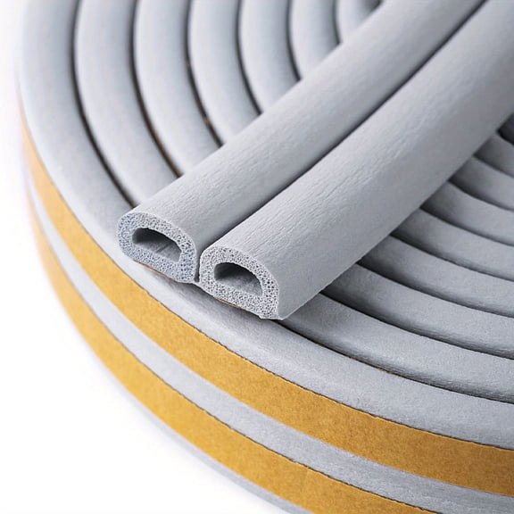 1 Roll Weather Stripping Seal Strip For Doors/Windows 18 Feet, Self-Adhesive Backing Seals Large Gap (from 5/16 Inch To 15/32 Inch), Easy Cut To Size
