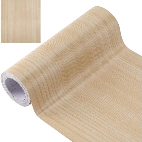 1 Roll Wood Grain Pattern PVC Self-Adhesive Tapes Veneer Edge Banding Cornsilk 202x0.1mm 10m/roll for DIY
