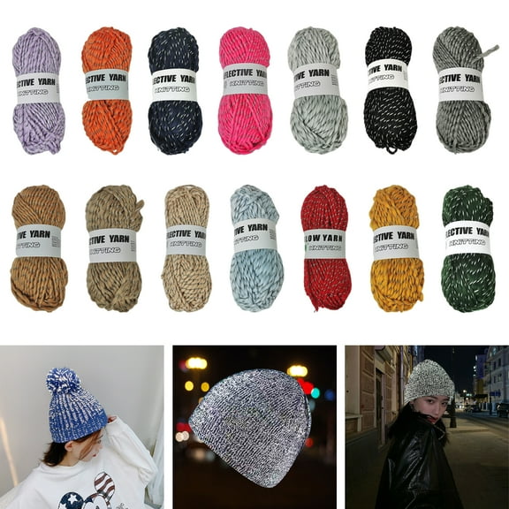1 Roll Wool Yarn Soft Texture Comfortable Reflective Anti-pilling Eye-catching Anti-breaking 4mm Bright-colored Knitting Cotton Yarn for Gift