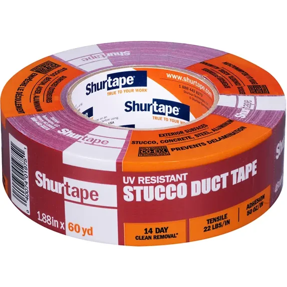 1-Roll of 1.88” x 60 yds Shurtape 100526 Red PC 667 Specialty Grade, Outdoor Stucco Duct Tape