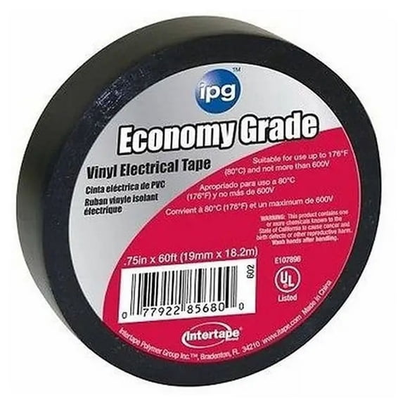 1-Roll of .75 x 60 Intertape 602 Black Economy Grade Electrical Tape