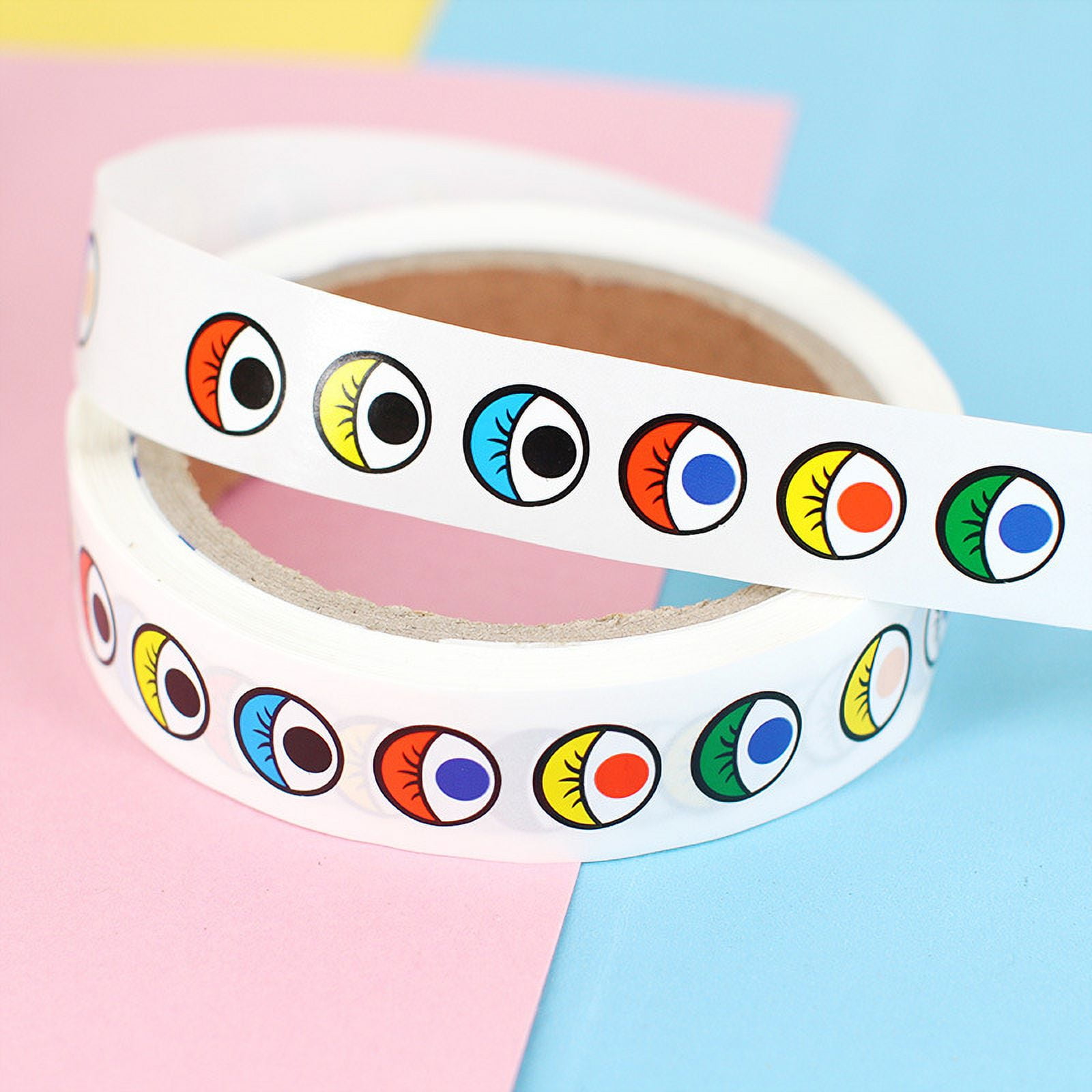 1 Roll of Cartoon Eye Stickers Colored Eye Stickers Self Adhesive Eye