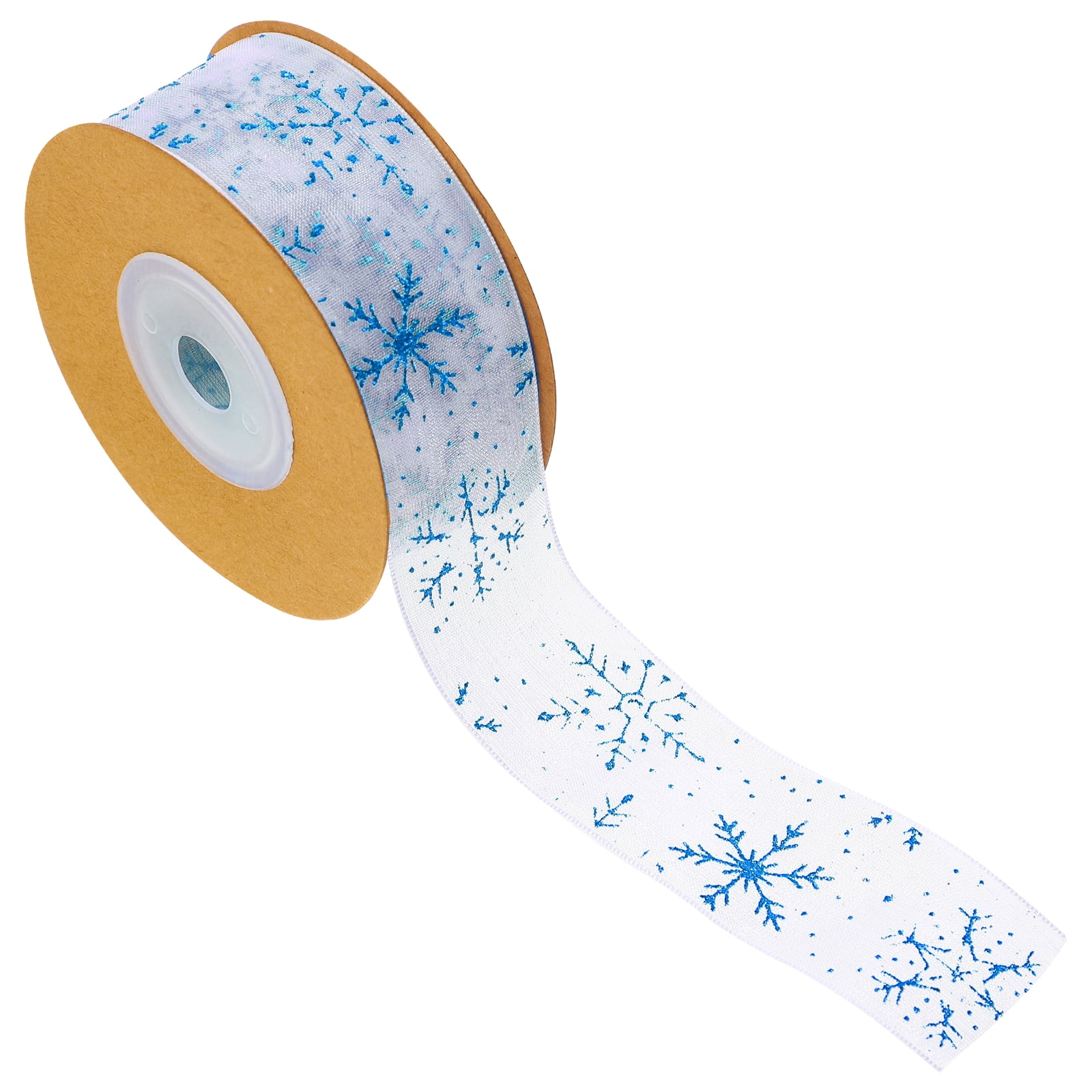 1 Roll of Christmas Ribbons Snowflake Patterns Decorative Ribbons DIY Xmas Gift Box Banquet Ribbons