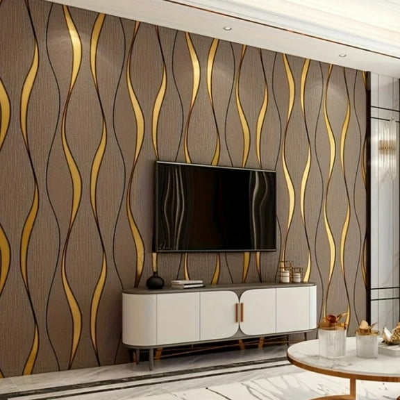 1 Roll of Modern 3D Wallpaper Water Ripple Non-Woven Wallpaper Home Decoration Tv Background Wallpaper Wall Sticker Living Room Home Decoration
