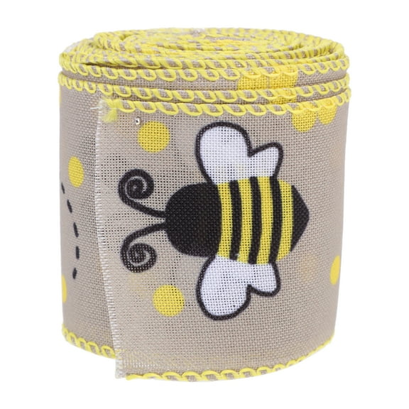 Recardis 1 Roll of Wired Edge Ribbon Bee Pattern Wrapping Ribbon Decorative Crafts Ribbon