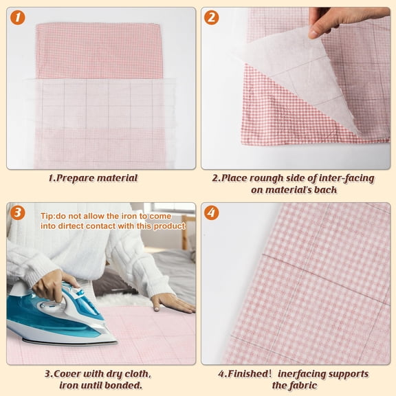 1 Roll x 4 Yds Fusible Interfacing with 2.5 x 2.5 Inch Grid Lines, Nonwoven Iron Interfacing for Quilting Crafts