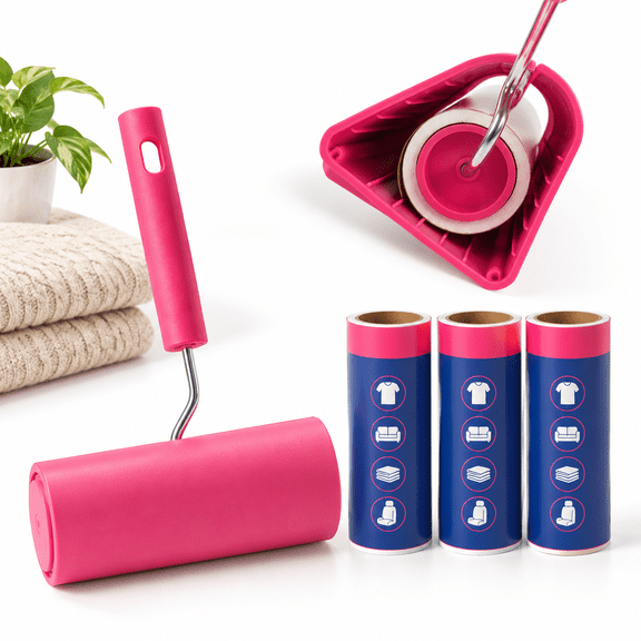 1 Roller + 270 Sheets(Pink) Extra Sticky Large Surface Lint Remover