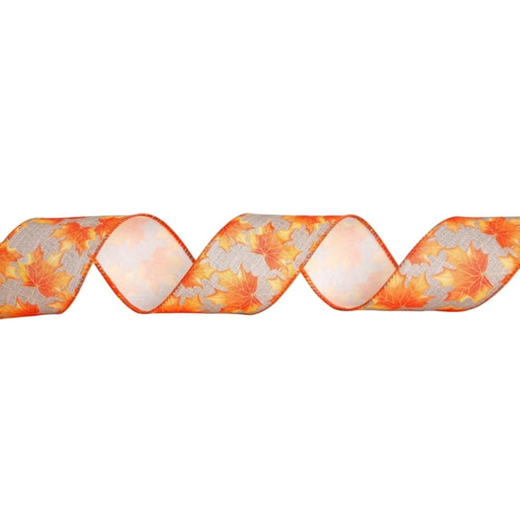 1 Rolls 5.46 Yards Fall Ribbon,2.5″ W Wired Edge Ribbon with Pumpkin Mapple Leaves Pattern Thanksgiving Theme Craft Ribbons Rustic Autumn Harvest Ribbons for Wrapping Gifts Making Wreath Bow
