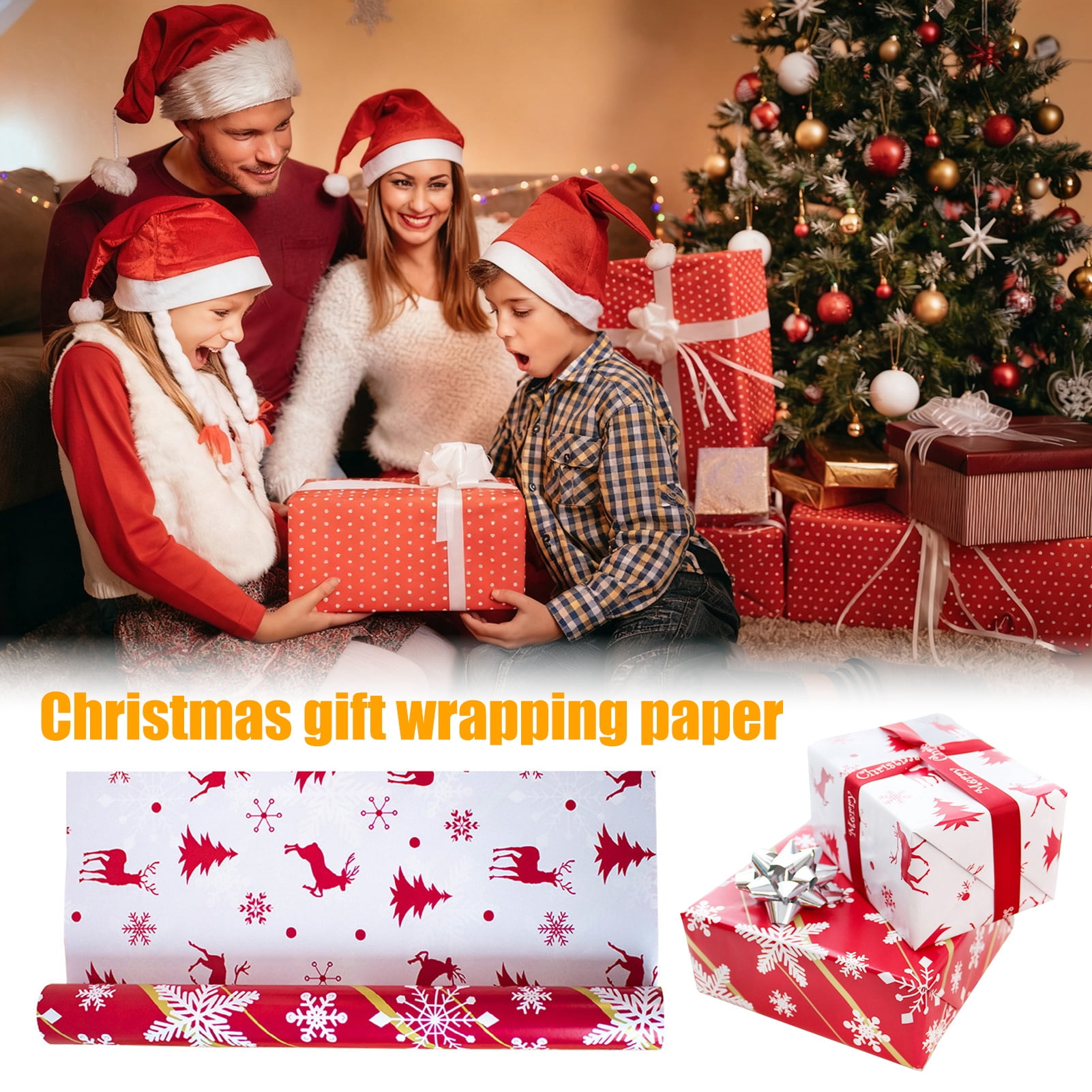 1 Rolls Double-Sided Christmas Gift Wrap Paper Large Wrapping Paper ...