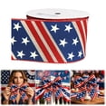 thumbnail image 1 of 1 Rolls Patriotic Wired Ribbon 5 Yard,4th Of July Red White Stripe Glitter Ribbon 250th Anniversary Decor Independence Day & Memorial Day Bows DIY Wreath Crafts, 1 of 9