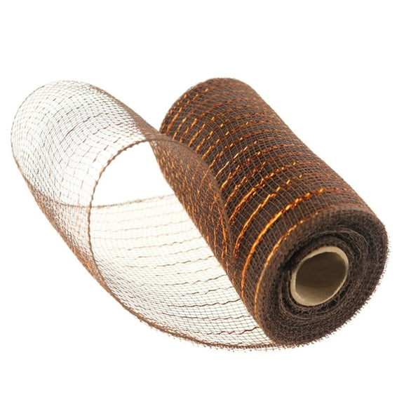 1 Rolls Poly Deco Mesh,15cm Wide Deco Poly Decorative Mesh Ribbon Wrapping Ribbon Rolls,Party and Decorating Supplies,for Home Door Wreath Decoration DIY Crafts Making(brown)