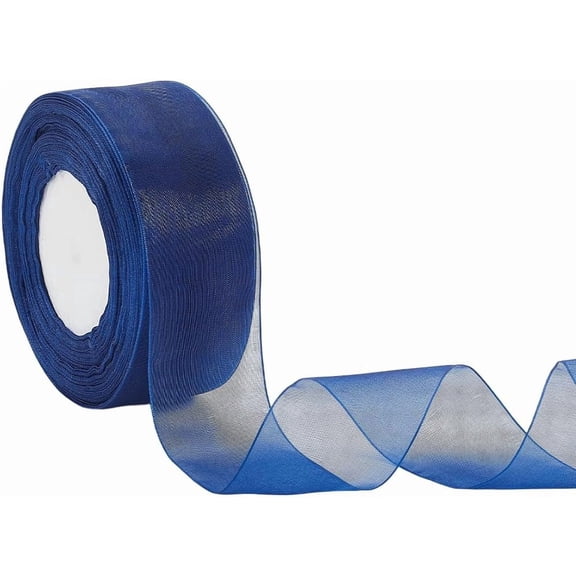 1 Rolls Sheer Organza Ribbon Wide Ribbon for Wedding Decorative Marine Blue 1-1/2 inch(38mm) about 50.00 Yards(45.72m)/Set handmade