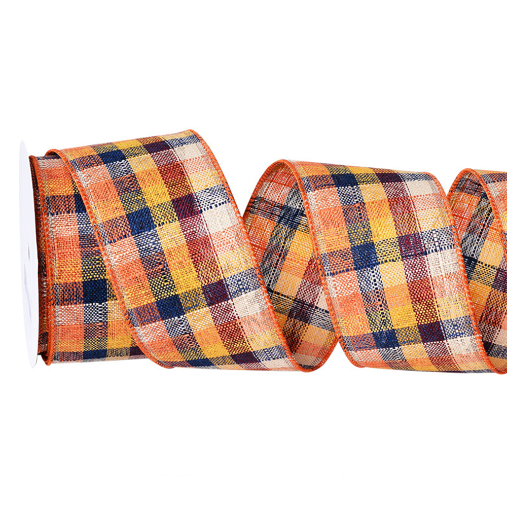 Fall Wire Ribbons 1 Rolls Thanksgiving Fall Wired Edge Plaids Ribbon Autumn 2.5 Inch ...