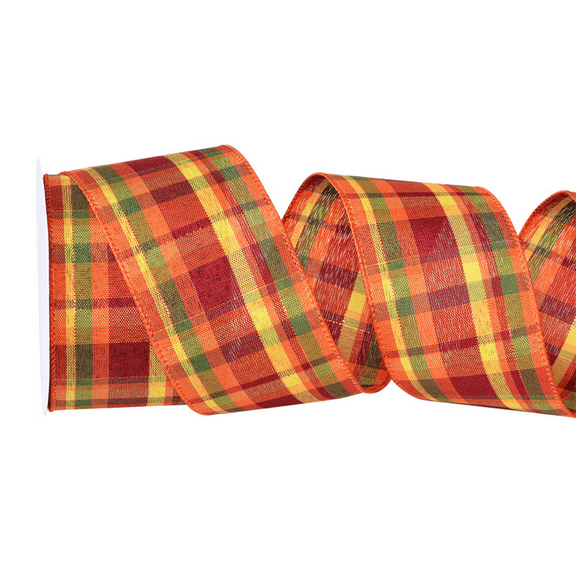 1 Rolls Thanksgiving Fall Wired Edge Plaids Ribbon Autumn 2.5 Inch Plaids Ribbon Farmhouse Craft Ribbon for DIY Gift Wrapping Wreath Tree Bow Decoration10 Yards