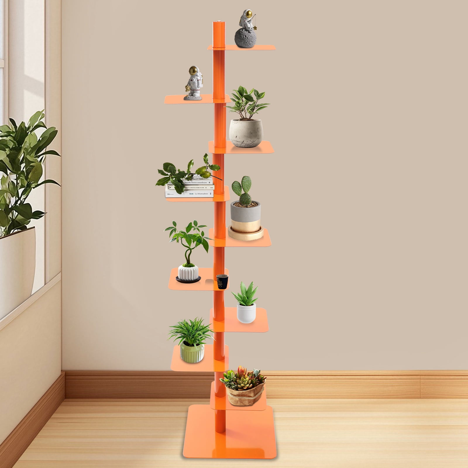 Orange Rotation Bookcase 1* Rotating 9-tier Bookshelf, Orange Rotating Spine Bookshelf, Vertical ...
