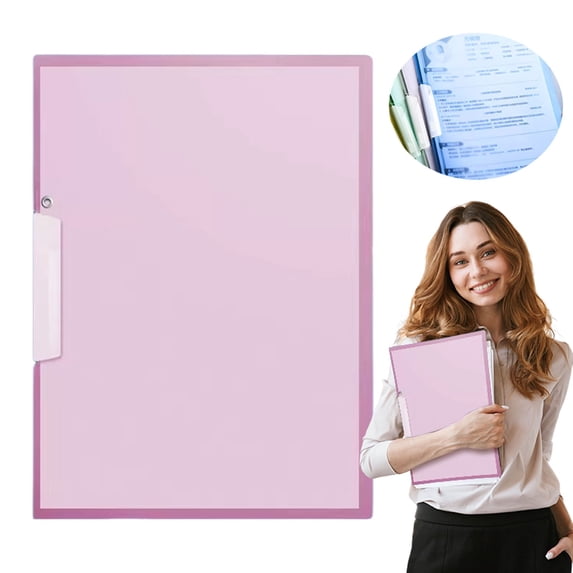 Under $1 Rotating Snap Folder, Swing Clip Report Folder - A4 Plastic Document Holder for Letter Size Papers (9X12 Inches), Side-Opening Document Folder, Pink, By Goohae