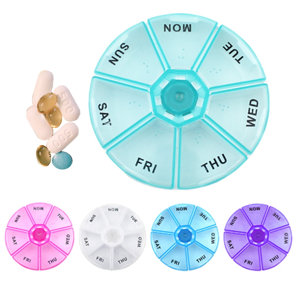 1 Round 7 Day Pill Box Medicine Organizer Daily Weekly Medication Holder Travel