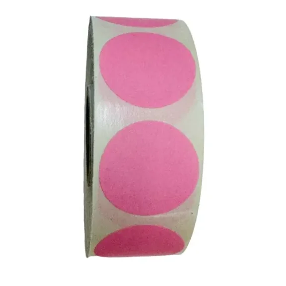 1" Round Pink Color Coded Circular Inventory Dots Labels Stickers 1000