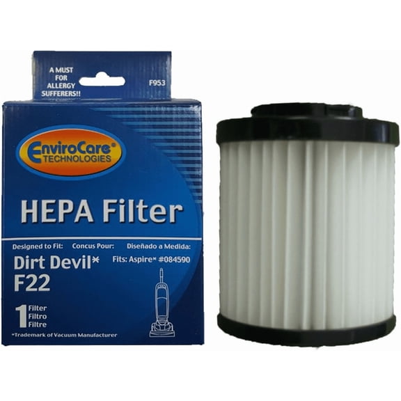 (1) Royal Dirt Devil Aspire F22/F26 Pleated HEPA w/activated Charcoal Vacuum Filter, Express Aspire, Featherlite Vacuum Cleaners, 1LV1110000, M084590, 084590