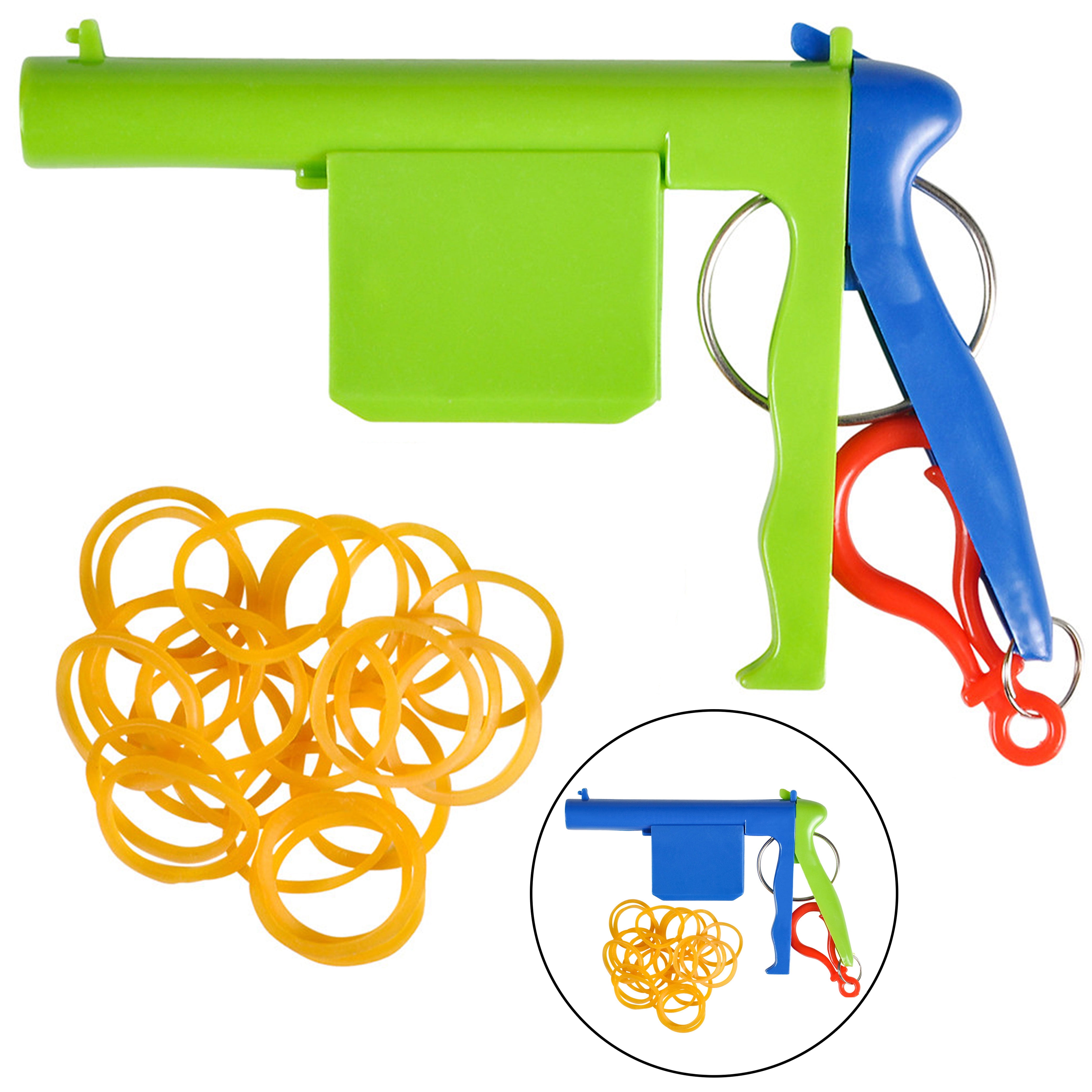 1 Rubber Band Gun Mini Plastic Keychain Rubberband 50 Shot Play Kids