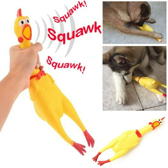1 Rubber Chicken Squeeze Squeak Pet Dog Puppy Shrilling Chew Screaming Toy Play