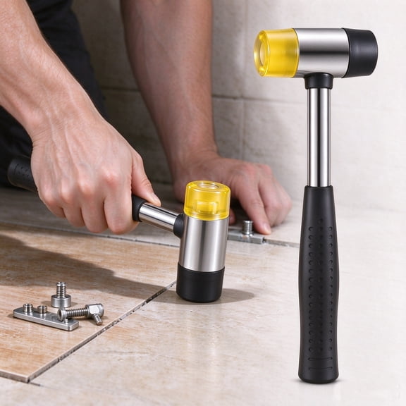 Lipengxiao Mini Mallet Hammer, 25mm Dual Head Rubber & Nylon Hammer with Non-Slip Grip, Black