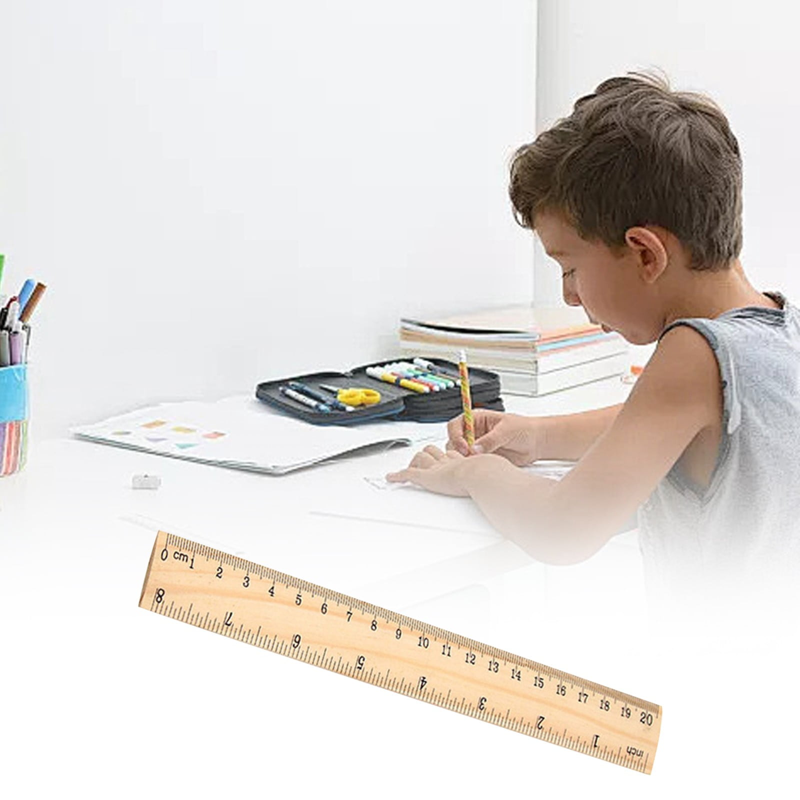Single Point Ruler 1*Ruler Wooden Ruler 15/20/30Cm Single Double Scale Ruler Student ...