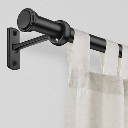 1" Rust-Resistant Curtain Rod,Black Curtain Rods for Windows 48" to 86", End Indoor/Outdoor Single Curtain Rod