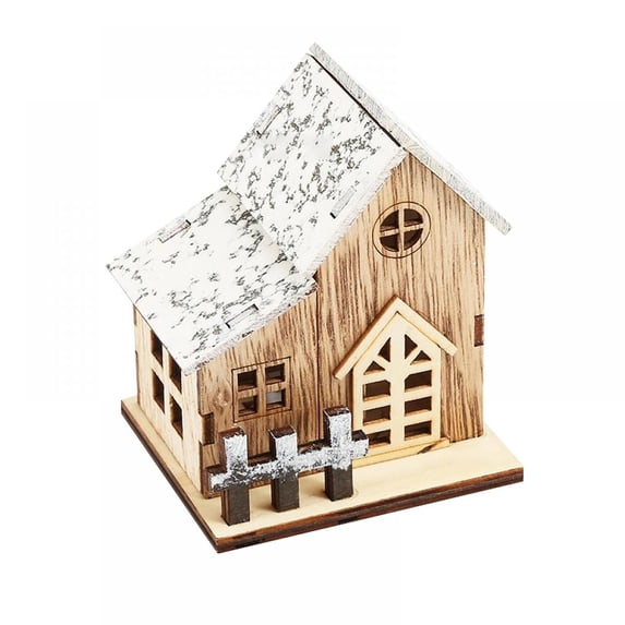 1 Rustic Wooden Christmas Village House Ornaments for Crafts,Centerpiece Table Decorations and Indoor Wall Art Decor,First Unique House Warming Gifts for New Home with LED Light