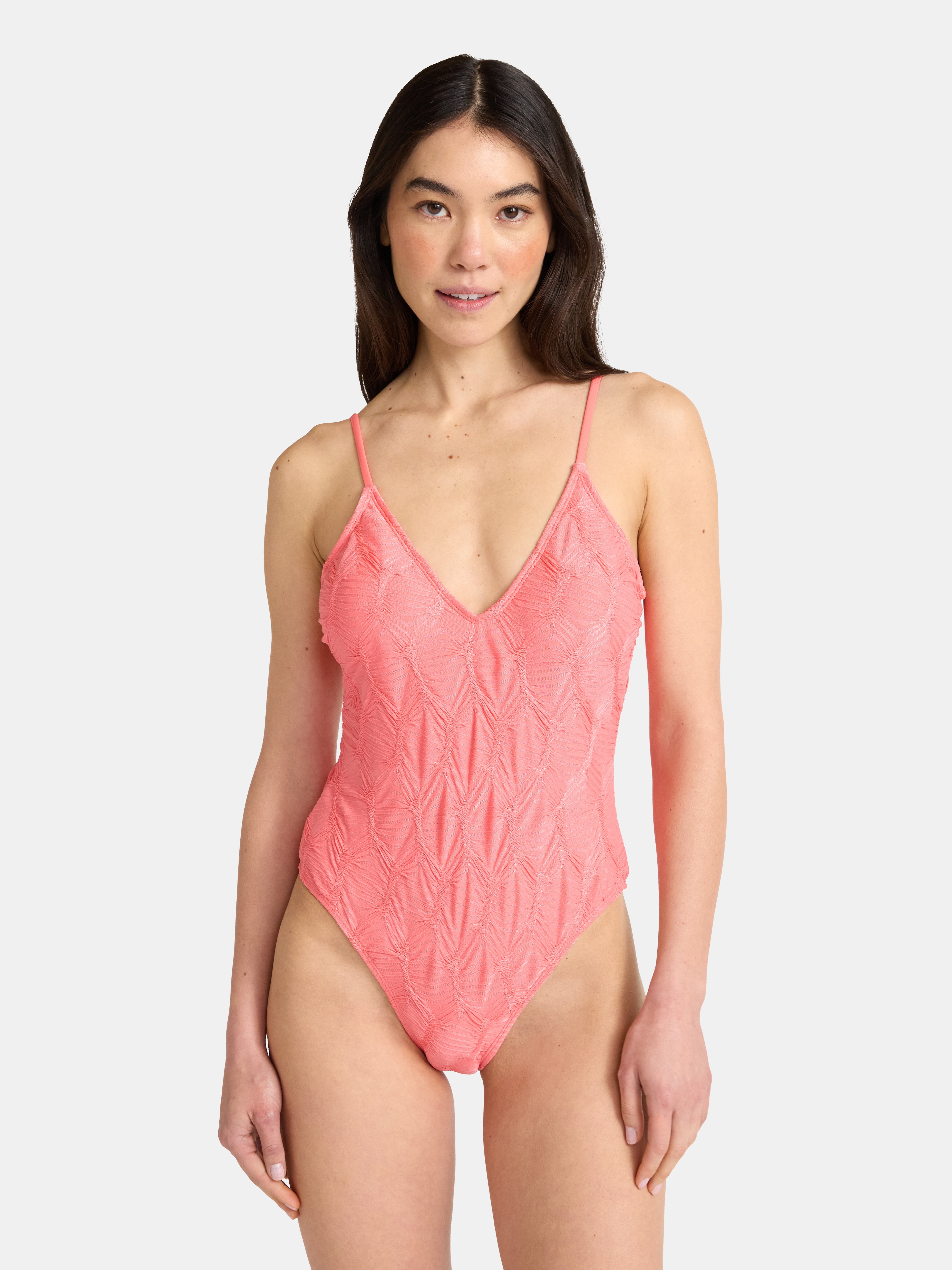 No Boundaries Textured One Piece Swimsuit, Women’s