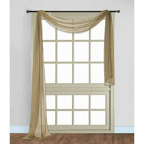 1 SCARF WINDOW SHEER VOILE VALANCE HOME EVENT PARTY WEDDING DESIGN ELEGANT DECORATIVE SHEER VALANCE DÉCOR HOME ROOM TOPPER LONG (37" X 216 " TAUPE)
