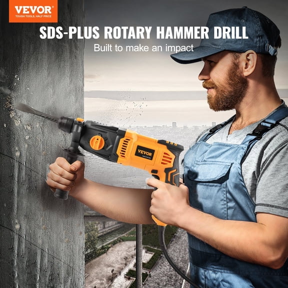 1"SDS-Plus Rotary Hammer Drill,8 Amp Corded Drills,Heavy Duty Chipping Hammers with Safety Clutch,Electric Demolition Hammers,Taladro Rotomartillo,Power Tool For Concrete