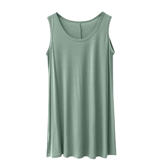 SELONE Plus Size Summer Dresses for Women Crew Neck Sleeveless Mini Dress Wide Strap Vacation Dresses Casual Sun Dress