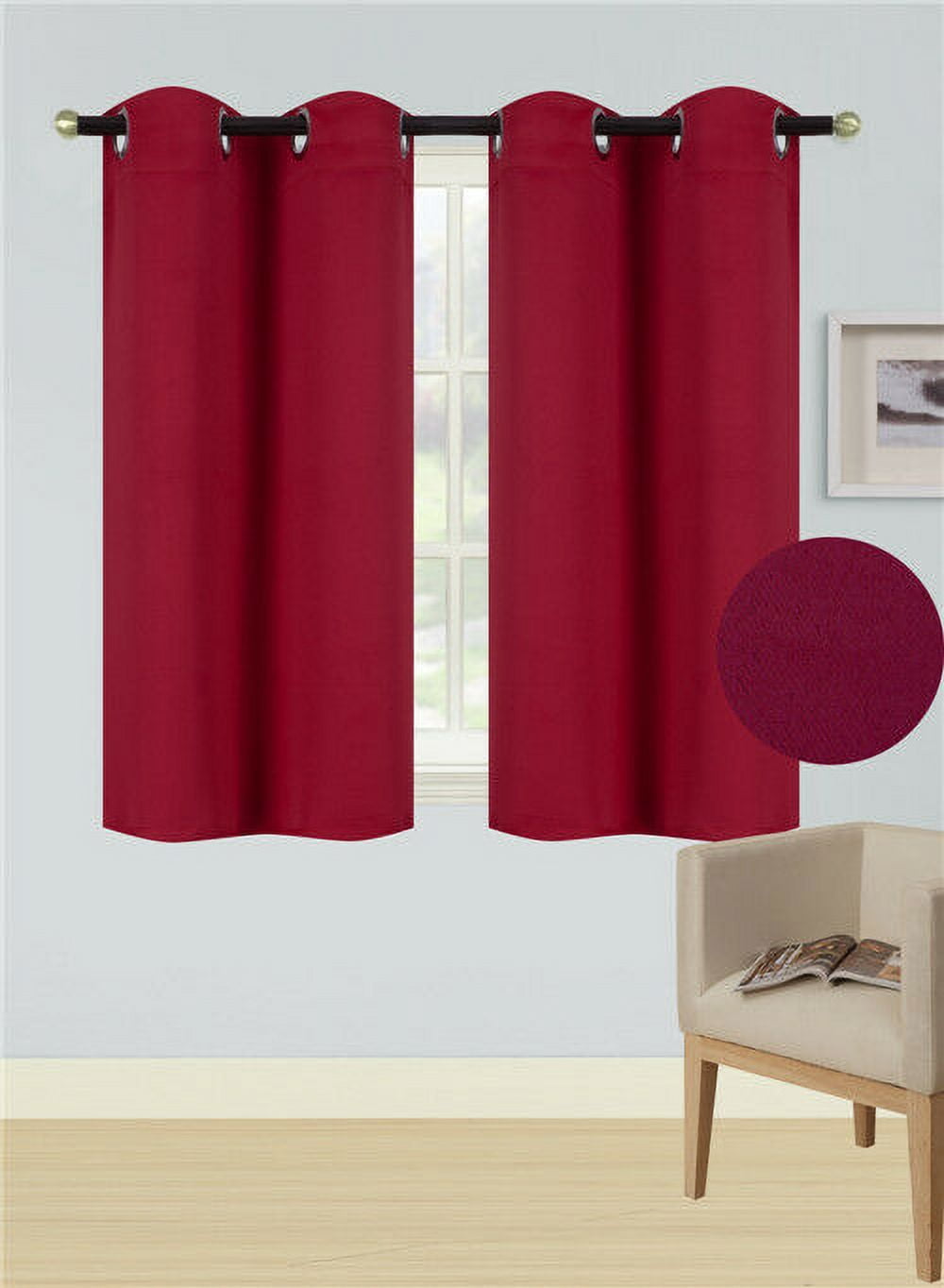 1 SET 100% BLACKOUT INSULATE THERMAL SHORT PANELS WINDOW CURTAIN IN 36" 54" 63"L