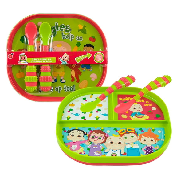 CoComelon Feeding Tableware Set, Green, 3 Pack