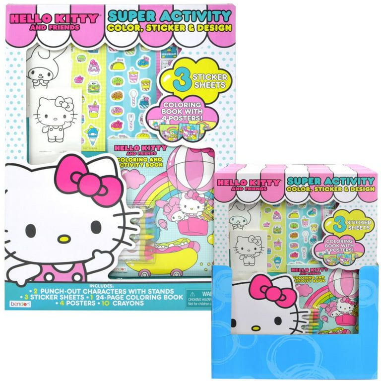 HUB Studios Hello Kitty Coloring Book and Stickers Super Set~ Hello Kitty  Coloring Book with Hello Kitty Stickers & Specialty Door Hanger