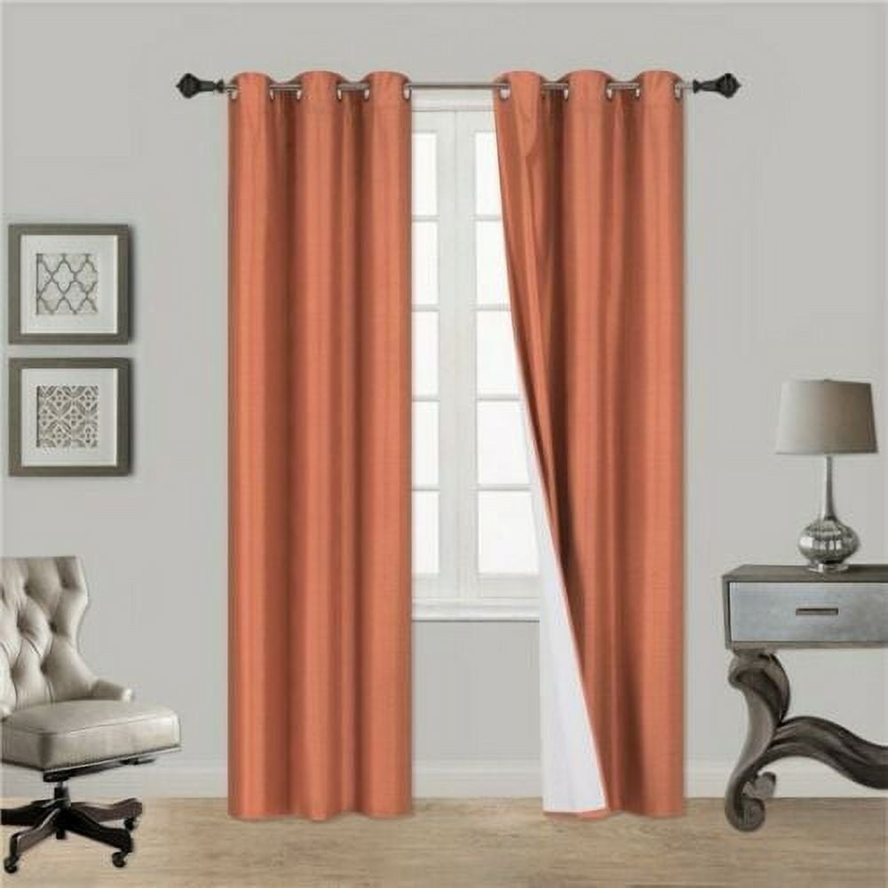 1 SET SSS RUST ORANGE Blackout Room Darkening Window Curtain Treatment Set, Two (2) Printed Grommet Panels 37"W X 84"L Each