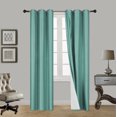 thumbnail image 1 of 1 SET SSS TEAL BLUE Blackout Room Darkening Window Curtain Treatment Set, Two (2) Printed Grommet Panels 37"W X 84"L Each, 1 of 1