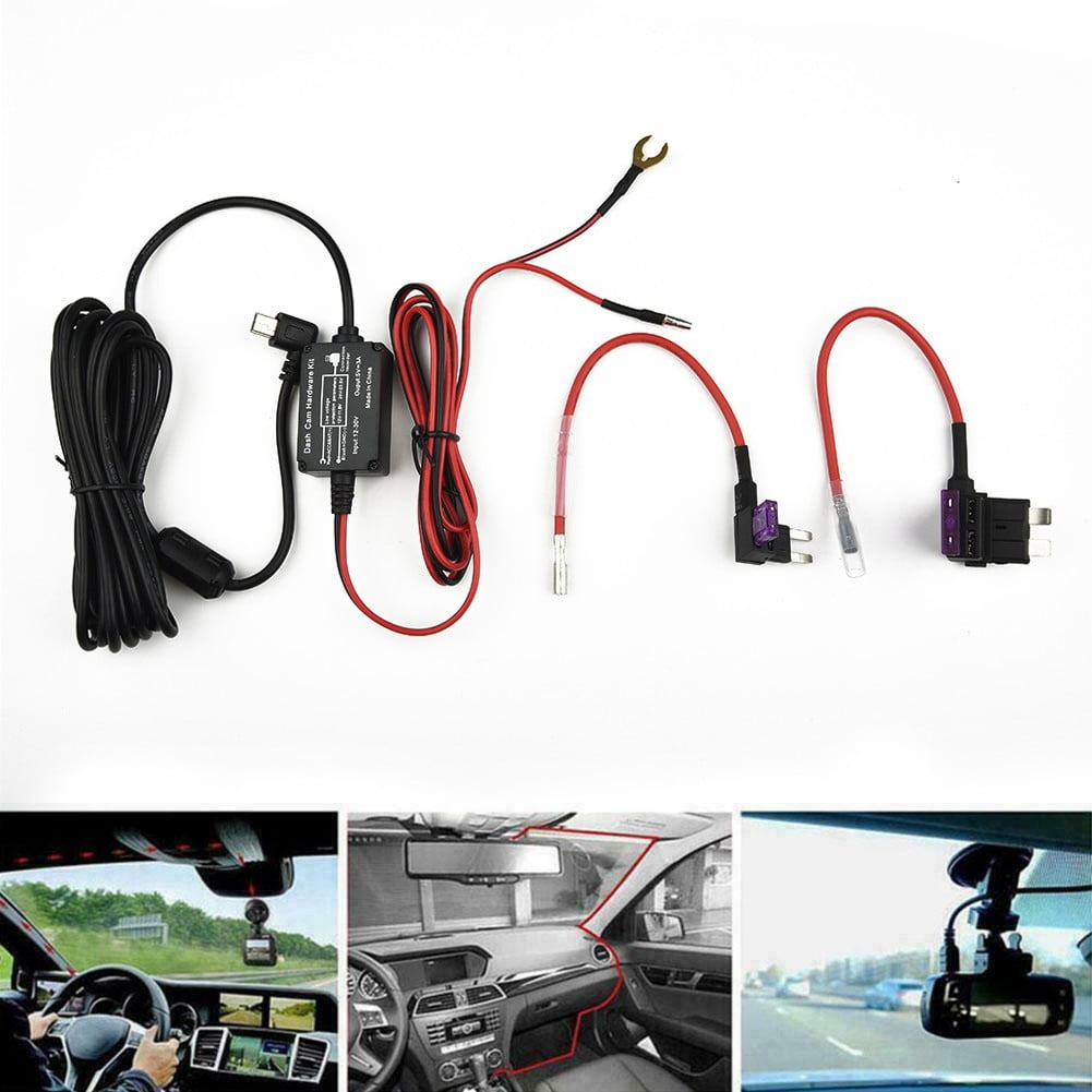 1 SET Universal Hard Wire Fuse Box Car Recorder Dash Cam Hard Wire Kit Mini USB