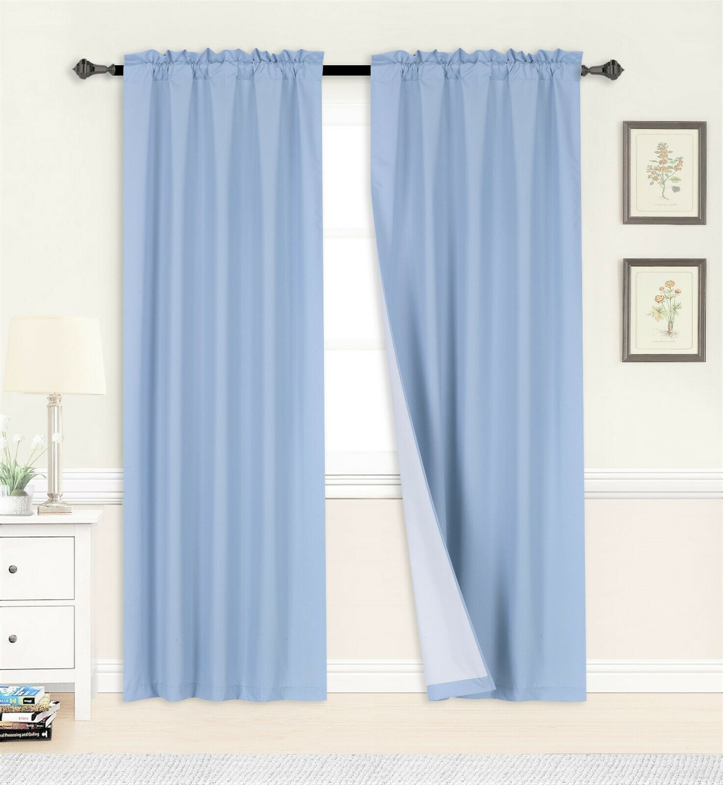 1 SET WHITE LINER ULTIMATE BLACKOUT WINDOW CURTAIN TREATMENT THERMAL