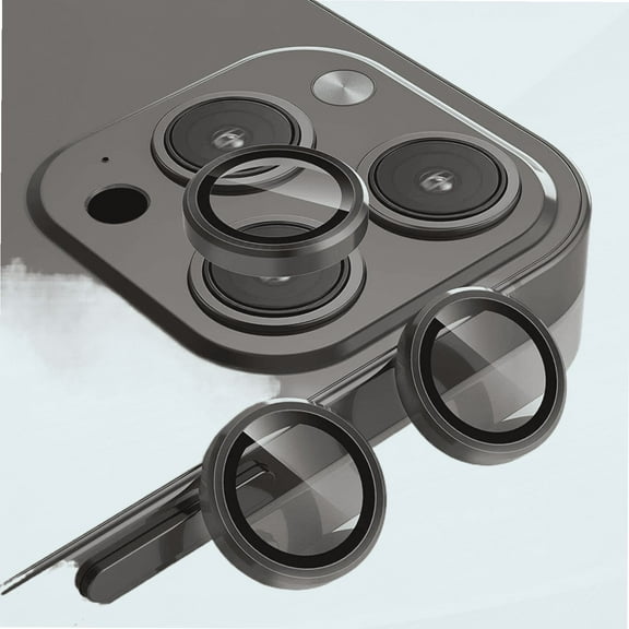[1 SET] iPhone 12 Pro Max Camera Lens Protector with Aluminum Alloy Ring Tempered Glass Lens Protector for iPhone 12 Pro Max, Scratchproof, HD Clear, Easy Installation, Case Friendly - Graphite