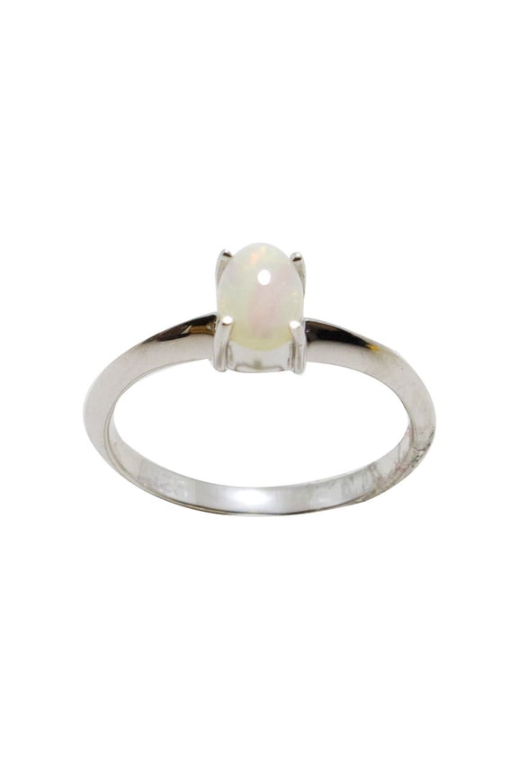 1 STAR  BRIGHT STERLING SILVER AUSTRALIAN WHITE OPAL RING